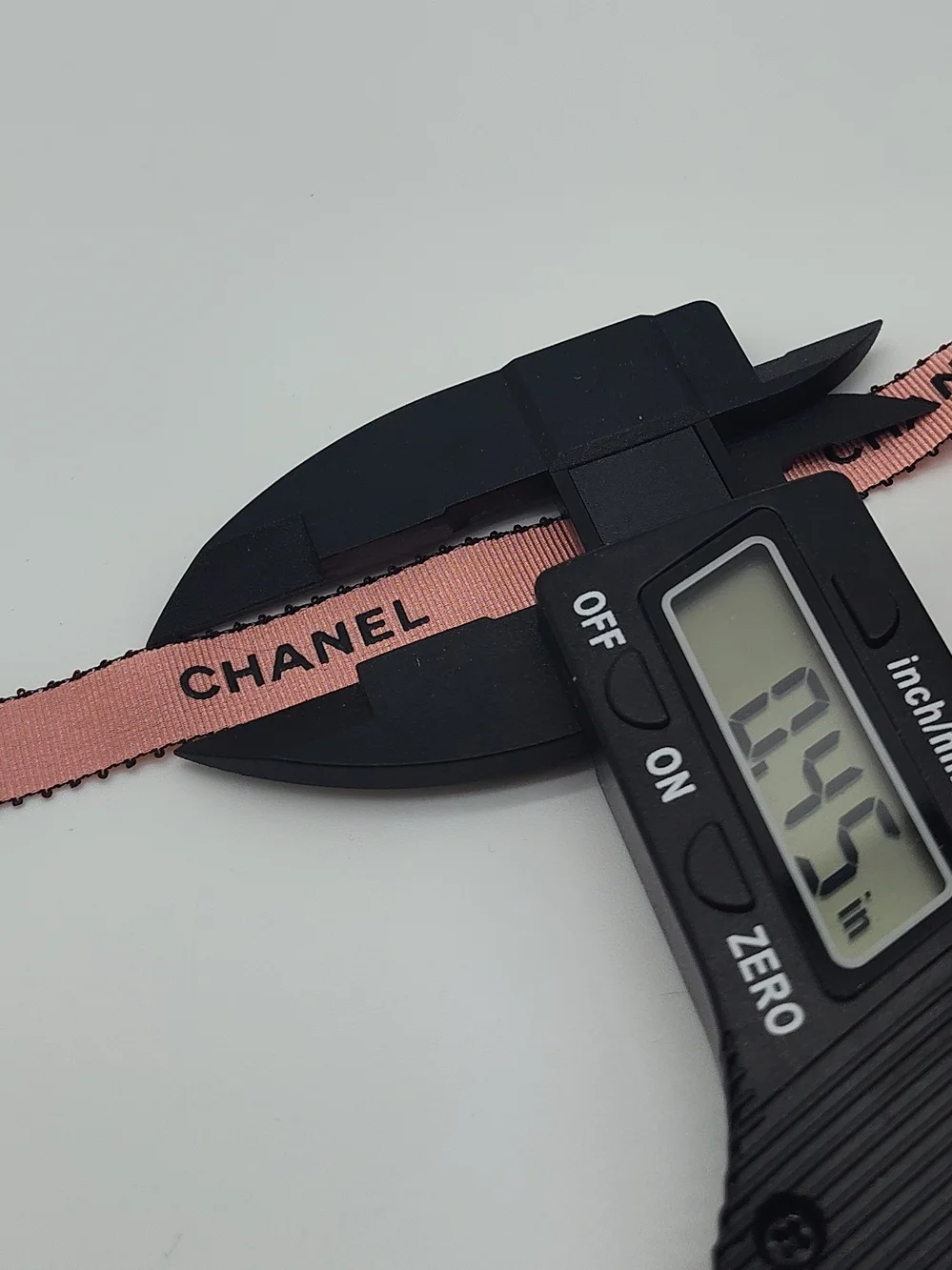 CHANEL Blush Pink Black Logo Ribbon 3.28 Yards Picot Edge Collector Ribbon